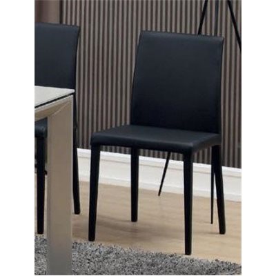 Cadeira preta aço e couro sintético Kora