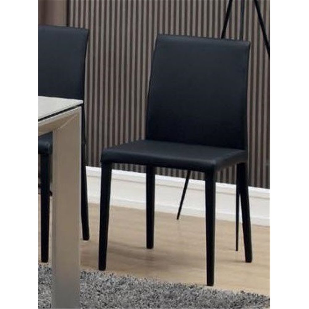 Chaise en acier et cuir synthétique noir Kora