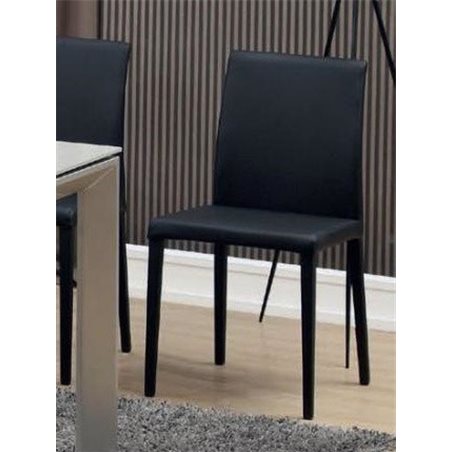 Cadeira preta aço e couro sintético Kora