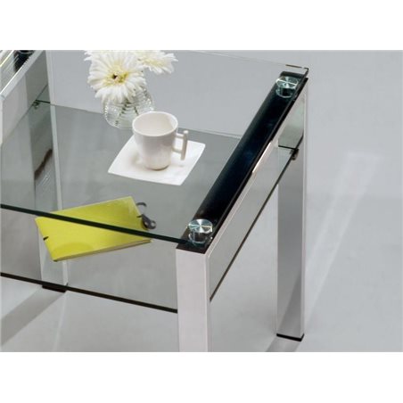 Table d'appoint en verre avec pieds chromés Aremi 55 cm