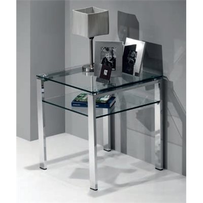 Glass side table with chrome legs Aremi 55 cm