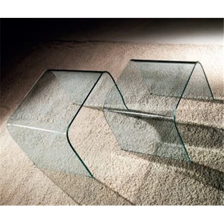 Set of 2 curved glass nest tables