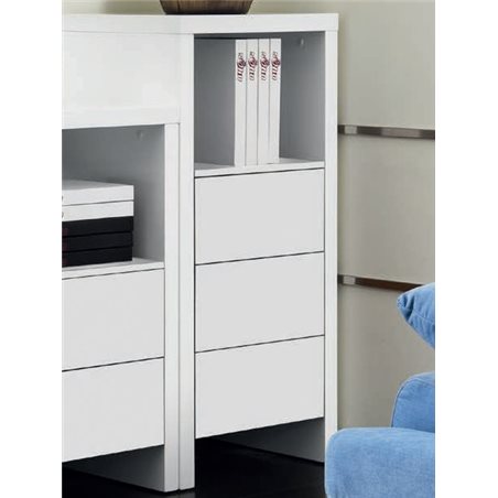 Auxiliar cupboard with three drawers white satin Melba A