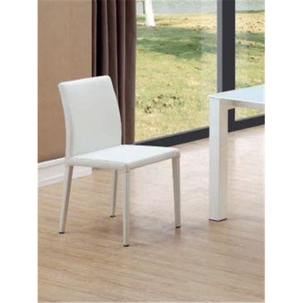 Cadeira branca aço e couro sintético Kora