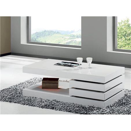 Mesa de centro Mini branca com duas gavetas Vesela 90 cm