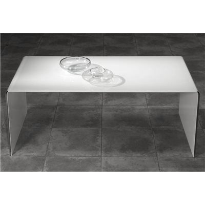 Coffee table with white curved glass Garbis 110 cm