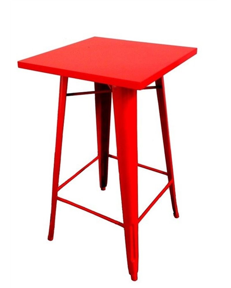 Mesa alta TOL de acero, roja, 60x60 cm