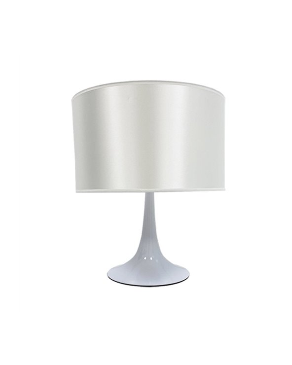 Lámpara de mesa LUGANO blanca y pantalla gris claro