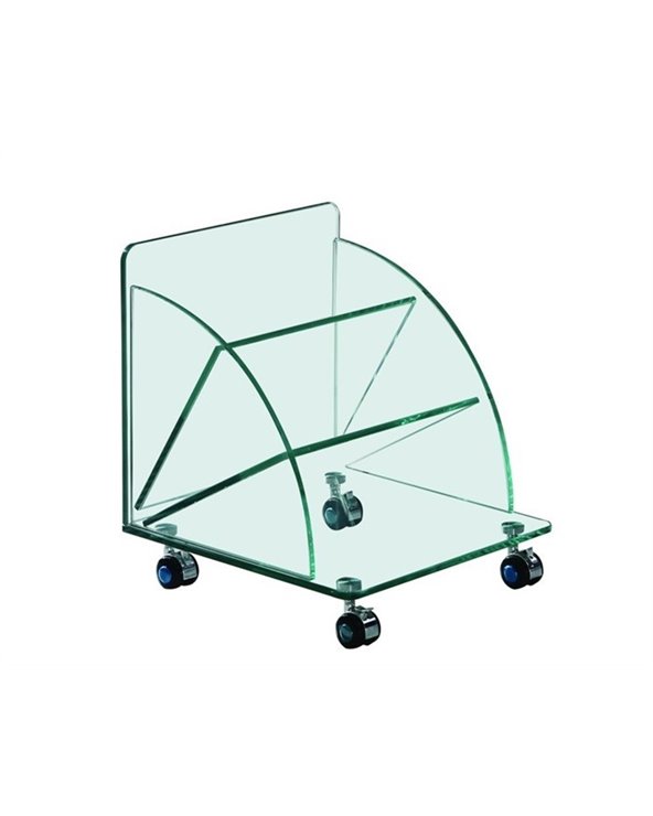 Mesa auxiliar - Revistero de cristal con ruedas COIMBRA, 38x38x43 cm