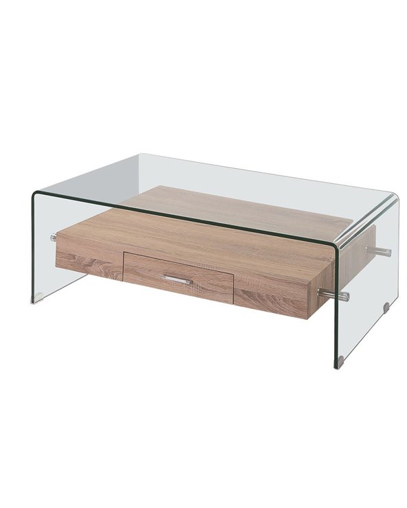 Mesa de centro de madera y cristal MARILYN - 110x55 cm