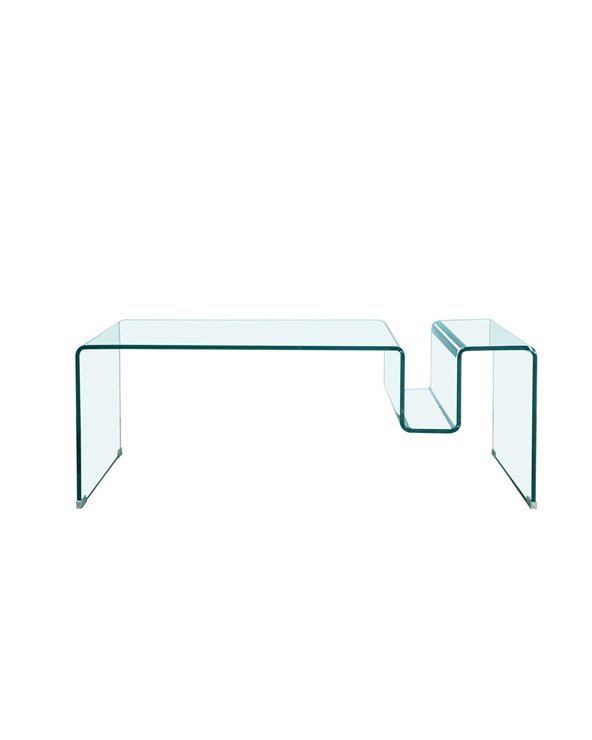 Mesa de centro de cristal curvado HARBOR - 120x60 cm