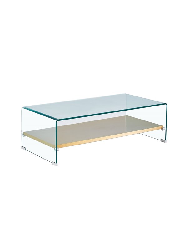 Mesa de centro de cristal con estante POITIERS - 110x55 cm