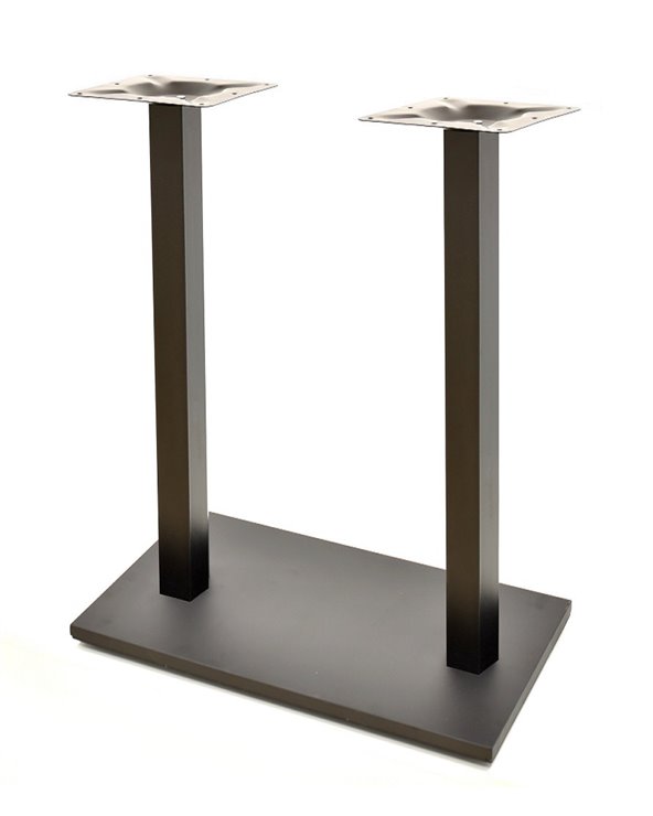 Set de 2 Bases de mesa BEVERLY, alta, rectangular, tubo cuadrado, negra, 70x40x110 cm