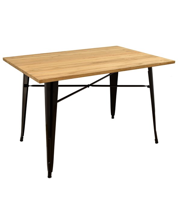 Mesa de acero y madera TOL, negra, 160x80 cm