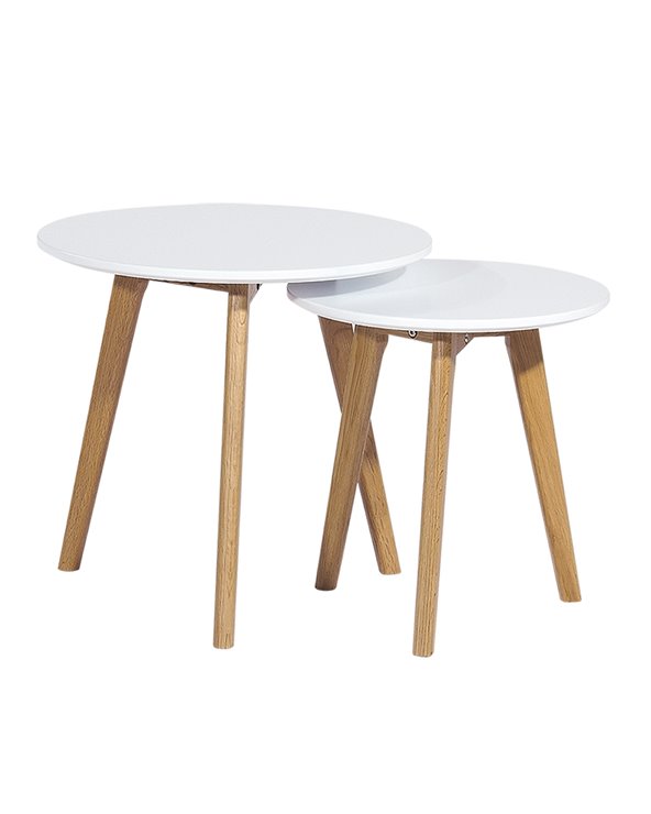 Mesa ACCRA, - nido -, 2 mesas, baja, madera, lacada blanca