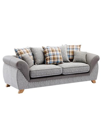 Set sofás CAMBRIDGE, 3 + 2 plazas, tejido combinado gris con gris claro