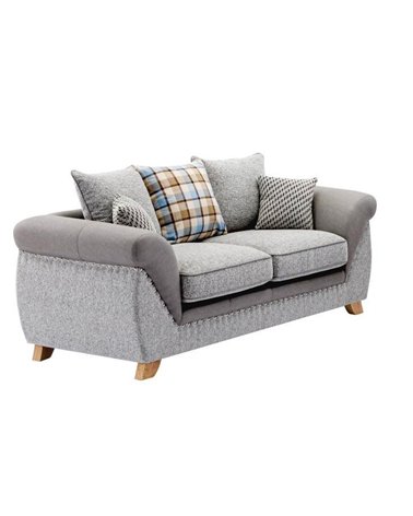 Set sofás CAMBRIDGE, 3 + 2 plazas, tejido combinado gris con gris claro