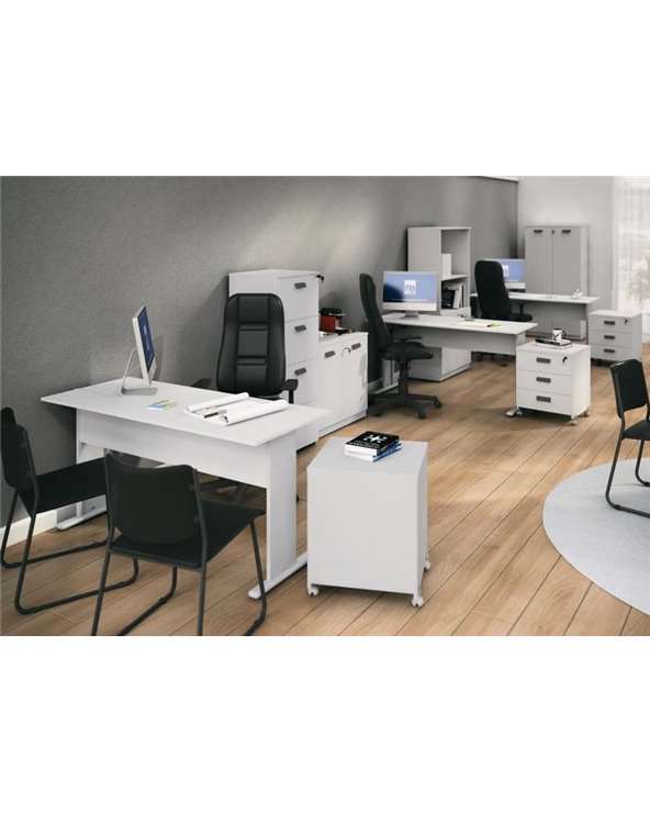 Mesa de oficina WORK, metal, bilaminado natural y negro 90 x 60 cms