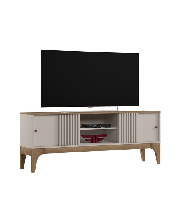 Mueble TV FLORENCIA, blanco roto y cedro, 160 cms.