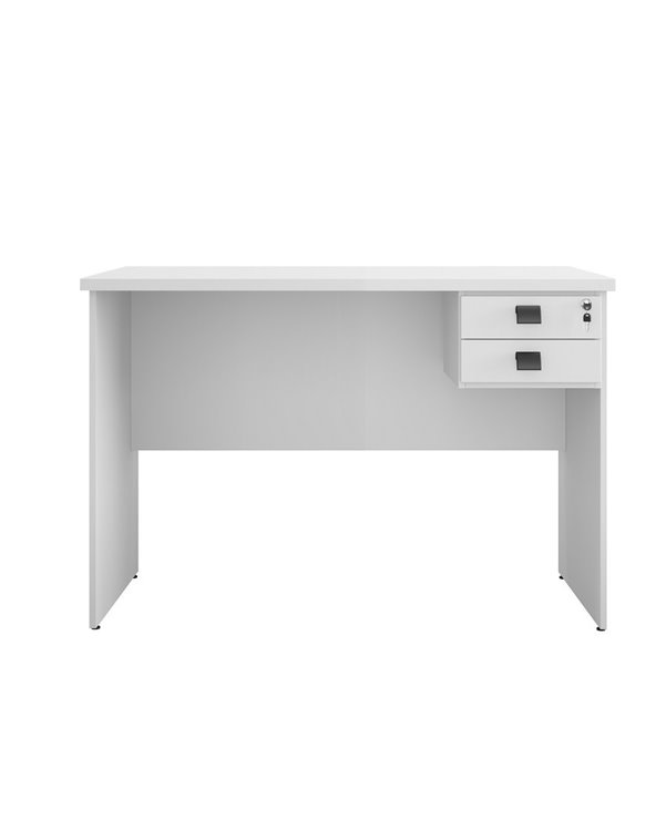 Mesa de oficina ECO, 2 cajones, bilaminado color platino, 120 x 60 cms