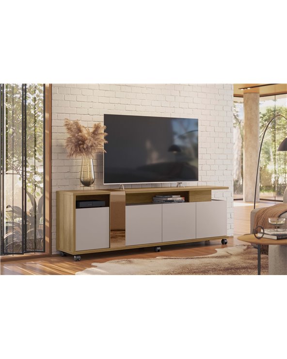 Mueble TV NEW CRISTAL, miel y cacao, 183 cms.