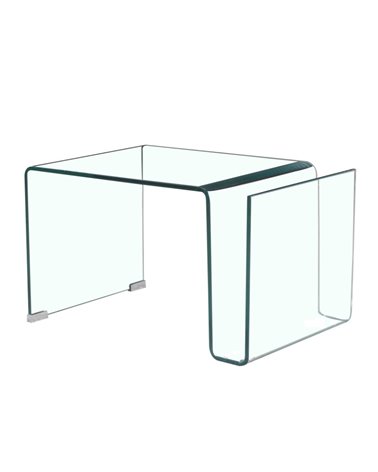 Mesa ATLANTIS (SU), baja, cristal curvado transparente, 42 x 38 cms.