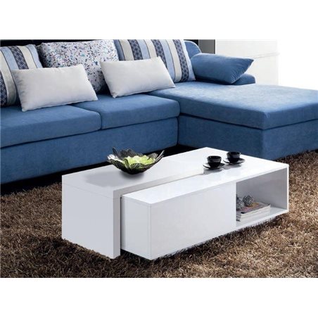 Table basse blanche avec couvercle coulissant Navia