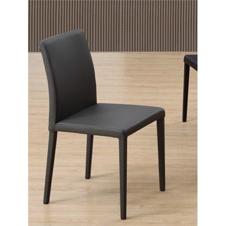 Cadeira em aço e couro sintético cinzento Kora
