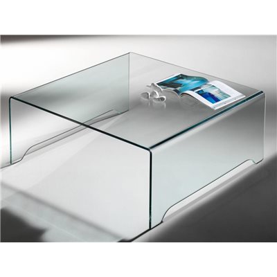 Transparent curved glass coffee table Amarina 100 cm