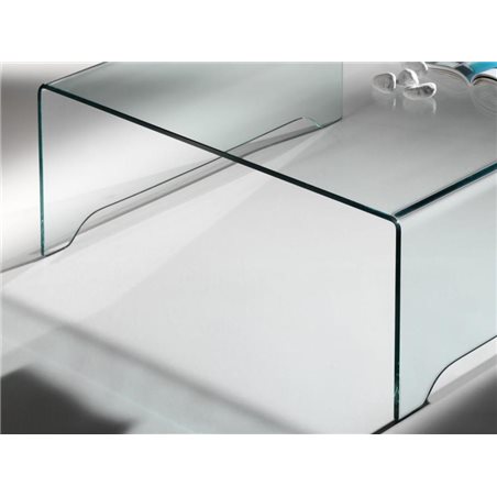 Mesa de centro de café com vidro curvo transparente Amarina 100 cm