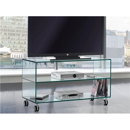 Glass table with casters Kolet 90 cm