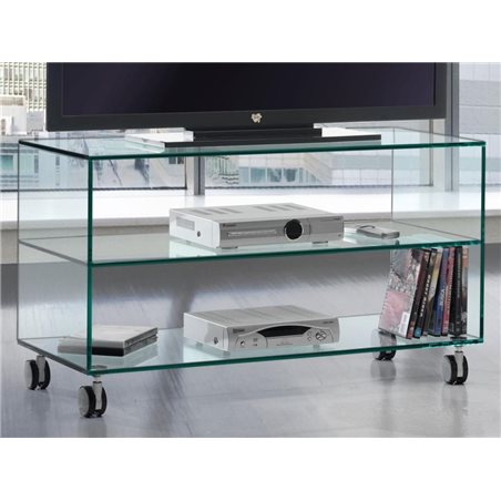 Glass table with casters Kolet 90 cm
